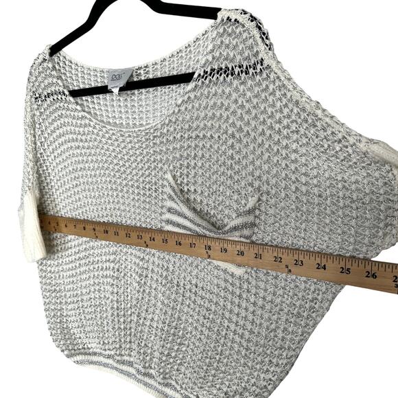 NEW! Revolve M Doll&Company Metallic Open Knit Cropped Sweater Silver White - Picture 4 of 5